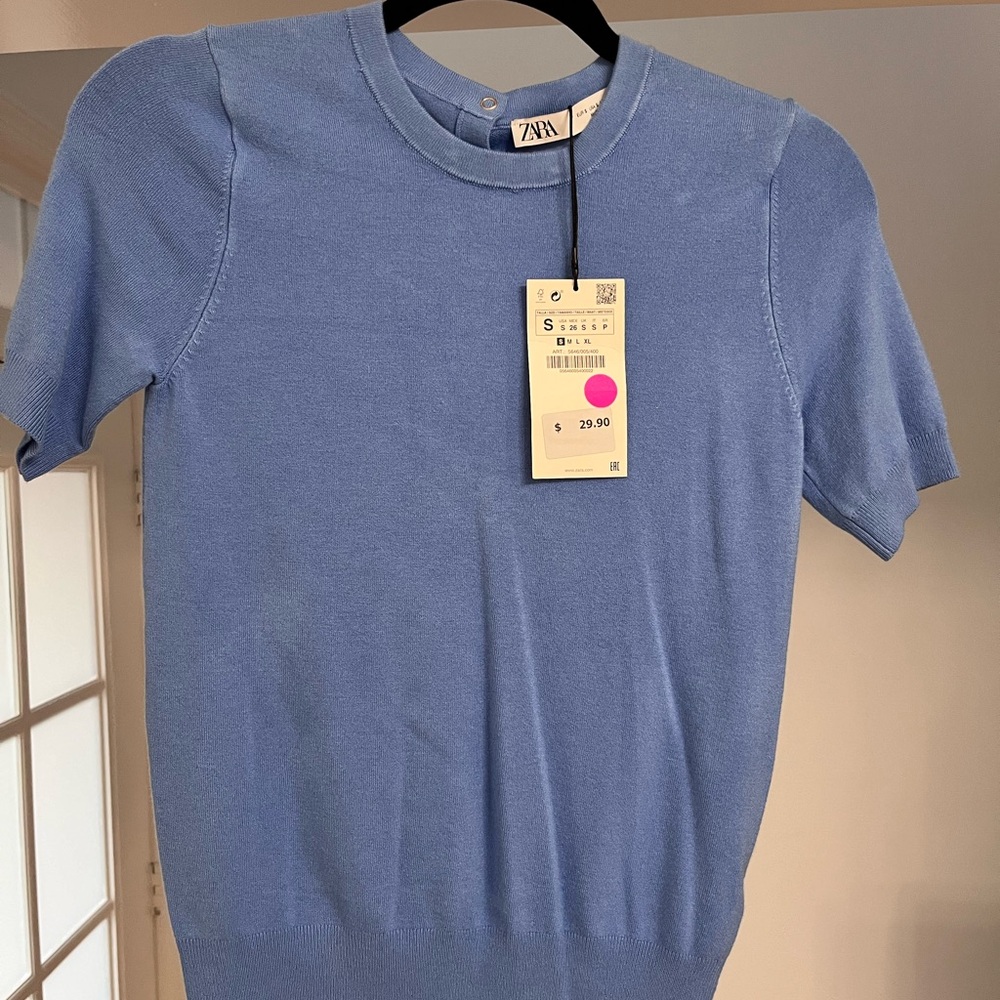 Zara Blue Short Sleeve Top